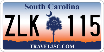 SC license plate ZLK115