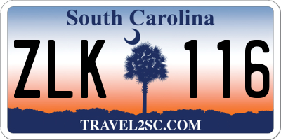 SC license plate ZLK116