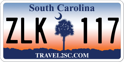 SC license plate ZLK117