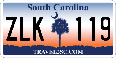 SC license plate ZLK119