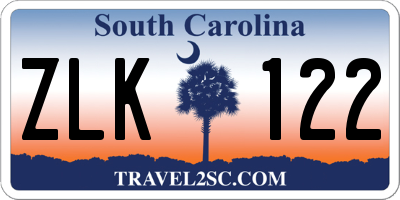 SC license plate ZLK122