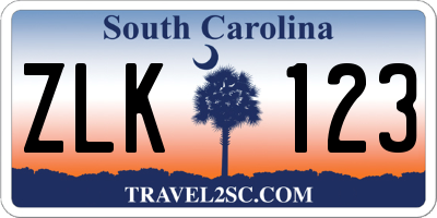 SC license plate ZLK123