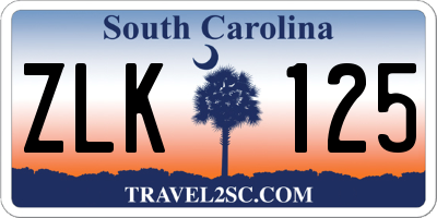 SC license plate ZLK125