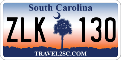 SC license plate ZLK130