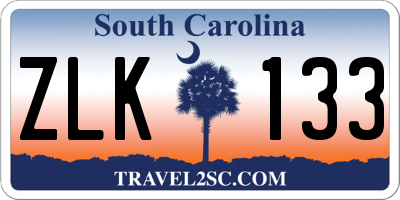 SC license plate ZLK133