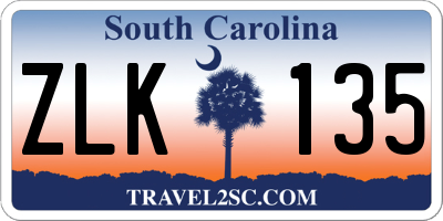 SC license plate ZLK135