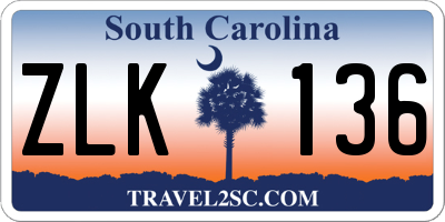 SC license plate ZLK136