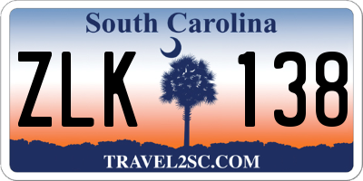 SC license plate ZLK138