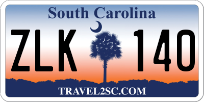 SC license plate ZLK140