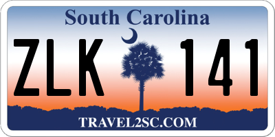 SC license plate ZLK141