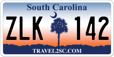 SC license plate ZLK142