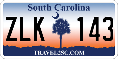 SC license plate ZLK143