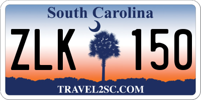 SC license plate ZLK150