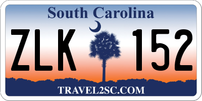 SC license plate ZLK152
