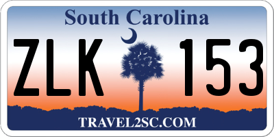 SC license plate ZLK153