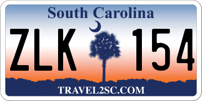 SC license plate ZLK154