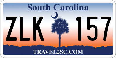 SC license plate ZLK157
