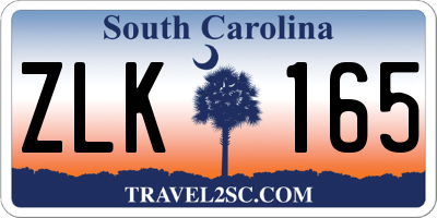 SC license plate ZLK165