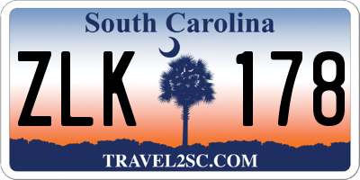 SC license plate ZLK178