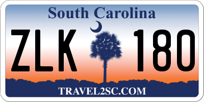 SC license plate ZLK180