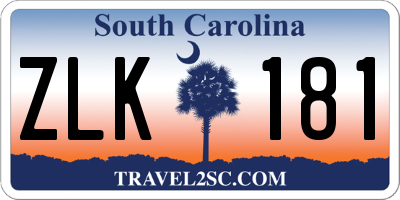 SC license plate ZLK181