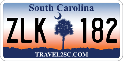 SC license plate ZLK182