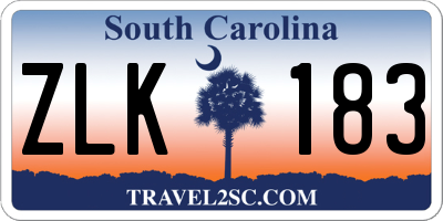 SC license plate ZLK183
