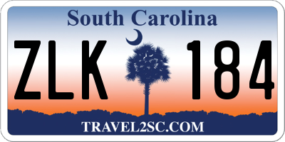 SC license plate ZLK184