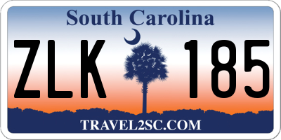 SC license plate ZLK185