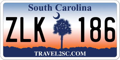 SC license plate ZLK186