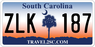 SC license plate ZLK187
