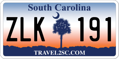 SC license plate ZLK191