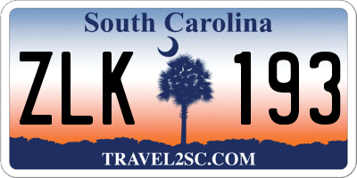 SC license plate ZLK193