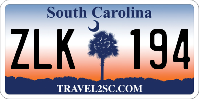 SC license plate ZLK194