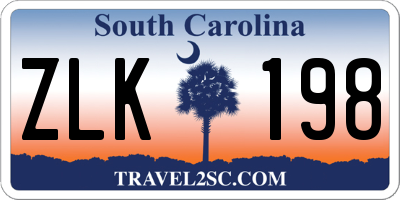 SC license plate ZLK198