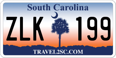 SC license plate ZLK199
