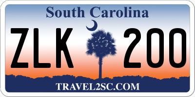 SC license plate ZLK200
