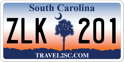 SC license plate ZLK201