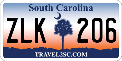SC license plate ZLK206