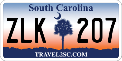 SC license plate ZLK207