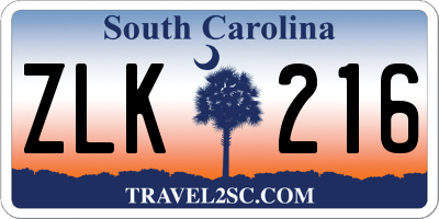 SC license plate ZLK216
