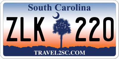 SC license plate ZLK220