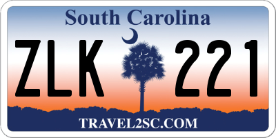 SC license plate ZLK221