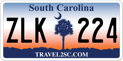 SC license plate ZLK224