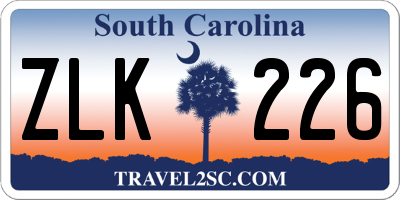 SC license plate ZLK226