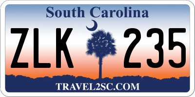 SC license plate ZLK235