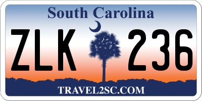 SC license plate ZLK236