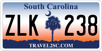 SC license plate ZLK238