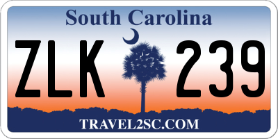 SC license plate ZLK239