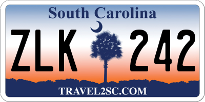 SC license plate ZLK242